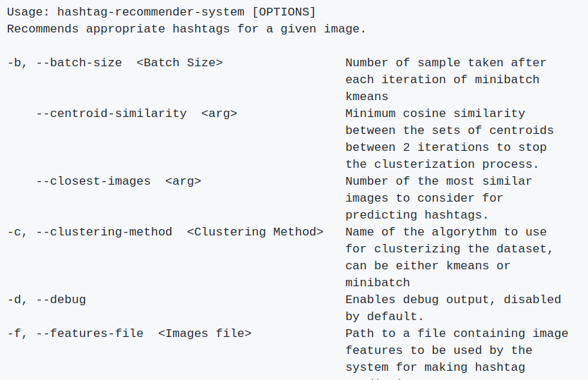 Screenshot of the scalable hashtag recommender project.